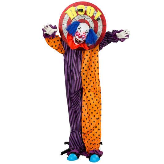 HOMCOM 167 cm Life Size Animated Clown Halloween Decoration in Multi-coloured