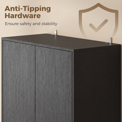 The top of the kitchen pantry cabinet showing the anti-tipping safety brackets