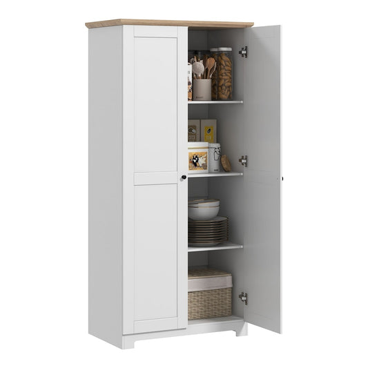 HOMCOM 172cm Kitchen Cupboard, a white freestanding storage cabinet with two doors and internal shelves
