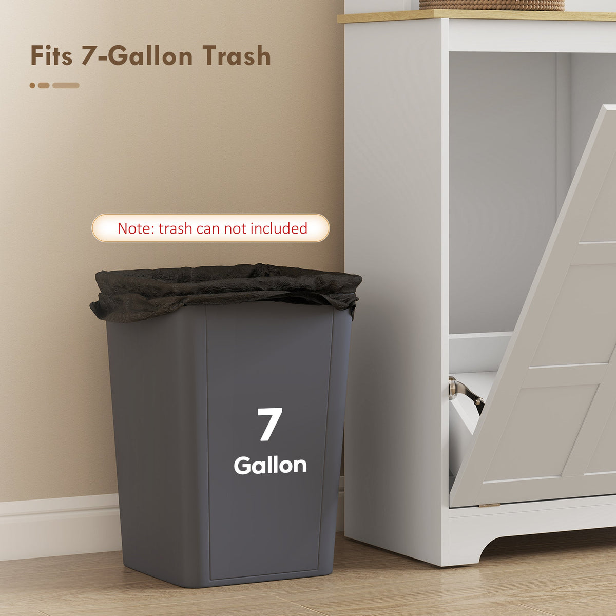 The rubbish bin cabinet with a bin inside