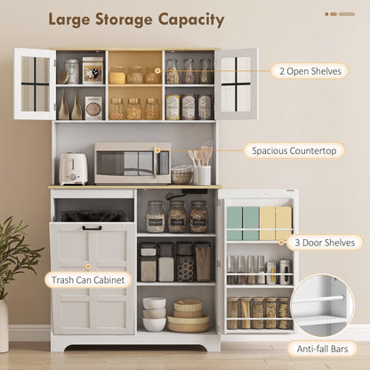 The kitchen storage cabinet with labelled features