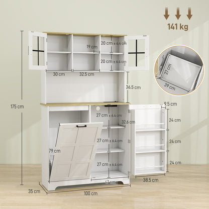 The tall kitchen cupboard with dimensions shown