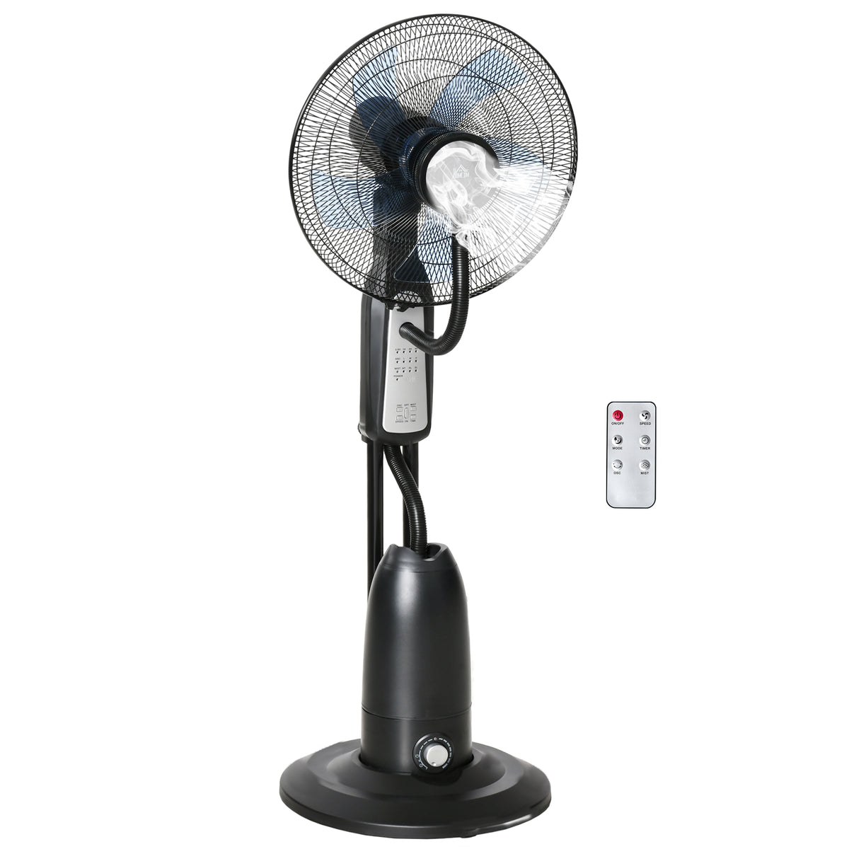 HOMCOM 18" Pedestal Fan with Water Mist Spray in Black