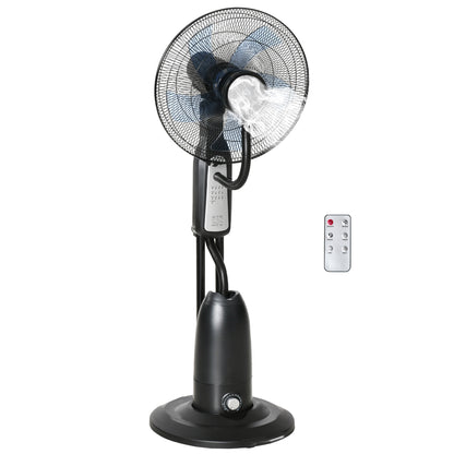 HOMCOM 18" Pedestal Fan with Water Mist Spray in Black