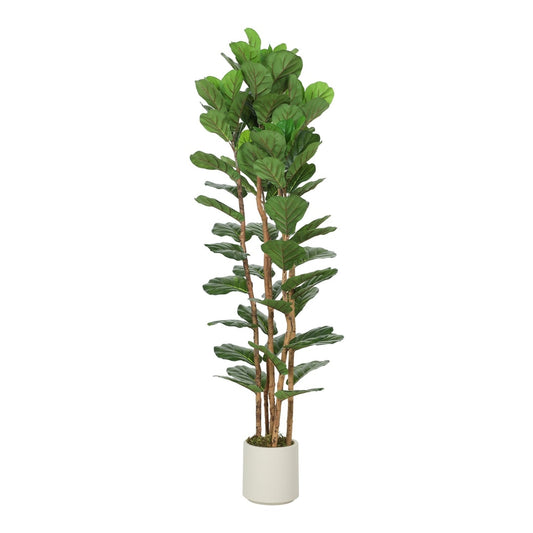 HOMCOM 180cm Artificial Fiddle Leaf Fig Tree, a tall plant with large green leaves and a white pot