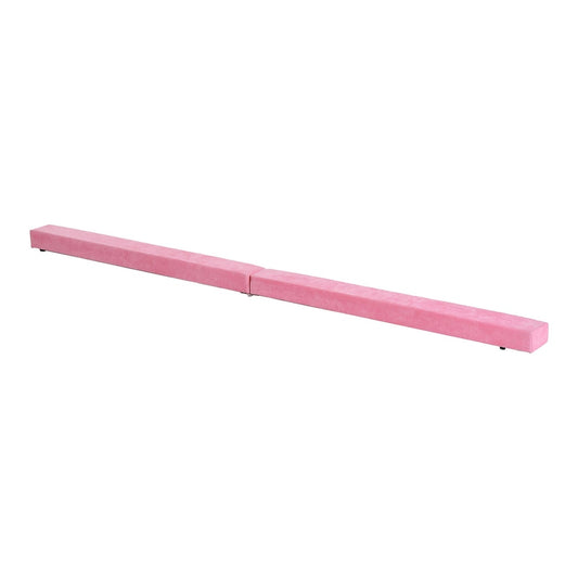 HOMCOM 2.1M 7FT Gymnastics Folding Balance Beam in pink, a long low beam for training