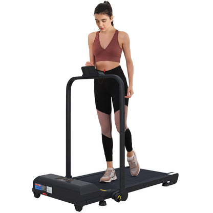 HOMCOM 2.5HP Walking Pad Treadmill with a woman walking on it