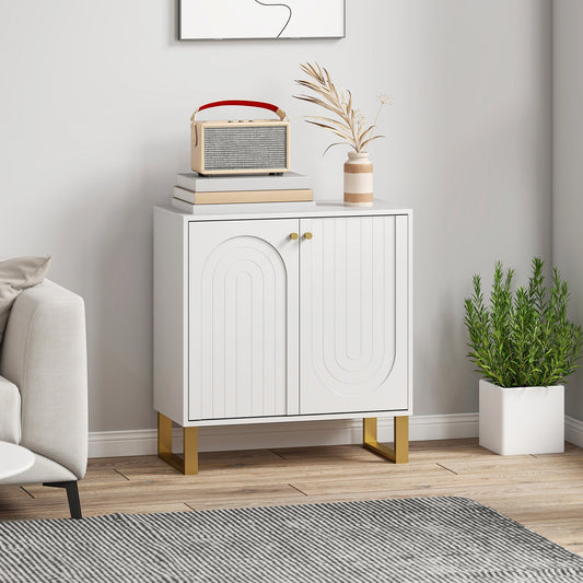 The storage cabinet placed in a living room with a radio and vase on top