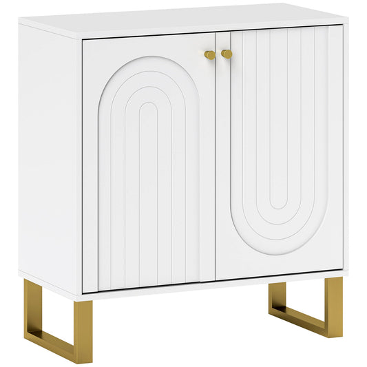 HOMCOM 2-Door Sideboard Storage Cabinet in white with gold legs and arched door detailing