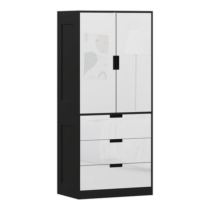 HOMCOM 2 Door Wardrobe with three drawers and a hanging rail