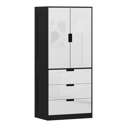 HOMCOM 2 Door Wardrobe with three drawers and a hanging rail