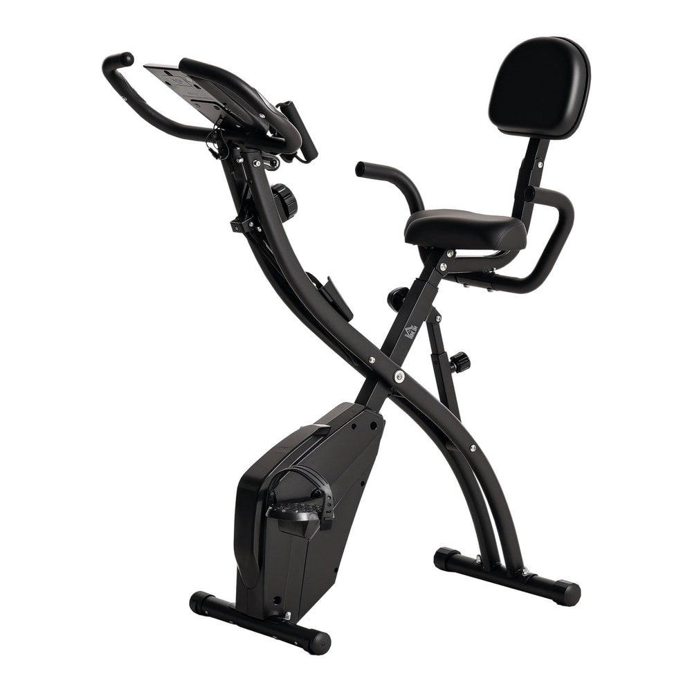 HOMCOM 2-in-1 Folding Exercise Bike with 8-Level Magnetic Resistance, black, shown from the front