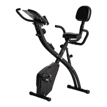 HOMCOM 2-in-1 Folding Exercise Bike with 8-Level Magnetic Resistance, black, shown from the front