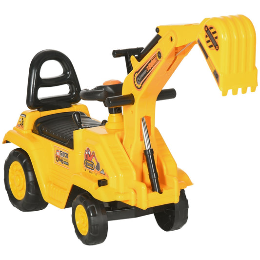 HOMCOM 2 in 1 Kids Ride On Tractor Pull Cart with bucket and high backrest