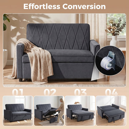 Step-by-step guide showing how to convert the dark grey 2 seater sofa bed