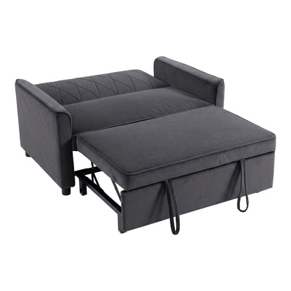 HOMCOM 2 Seater Sofa Bed in dark grey, shown as a sofa with a pull-out footrest extended