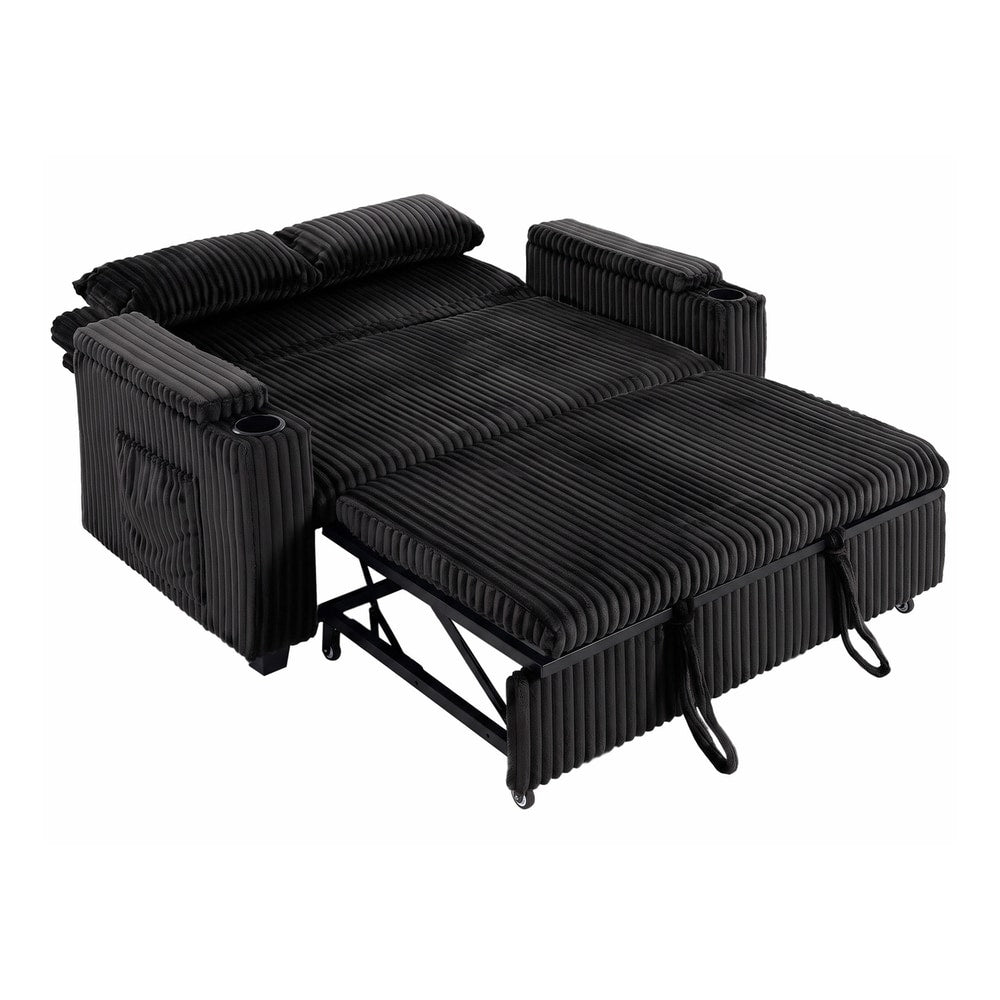 HOMCOM 2 Seater Sofa Bed in Black