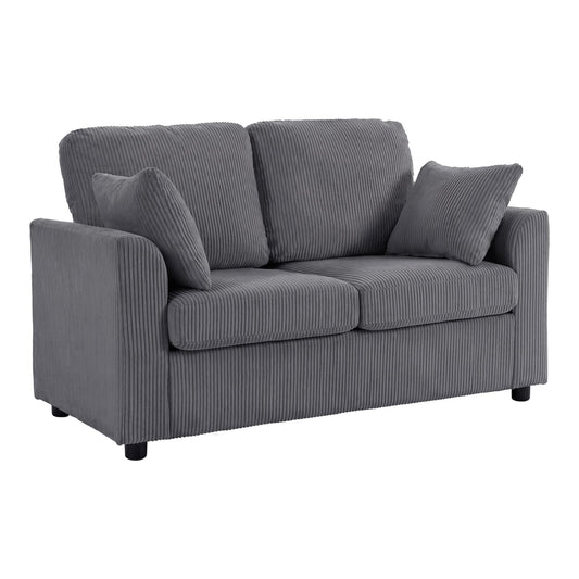 HOMCOM 2 Seater Sofa in dark grey corduroy fabric with two matching scatter cushions