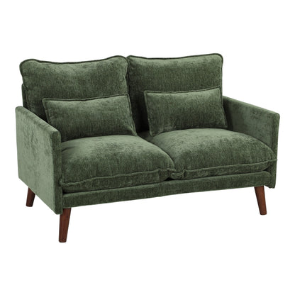 HOMCOM 2 Seater Sofa in green with two back cushions and two smaller scatter cushions on wood legs