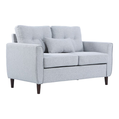 HOMCOM 2 Seater Sofa with Spring Cushion in light grey fabric with wooden legs and tufted back