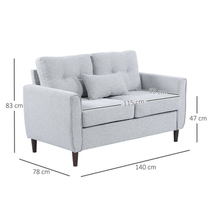 Dimensions of the light grey fabric two seater sofa with spring cushion