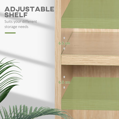 The two tier bookshelf has an adjustable shelf with height markers