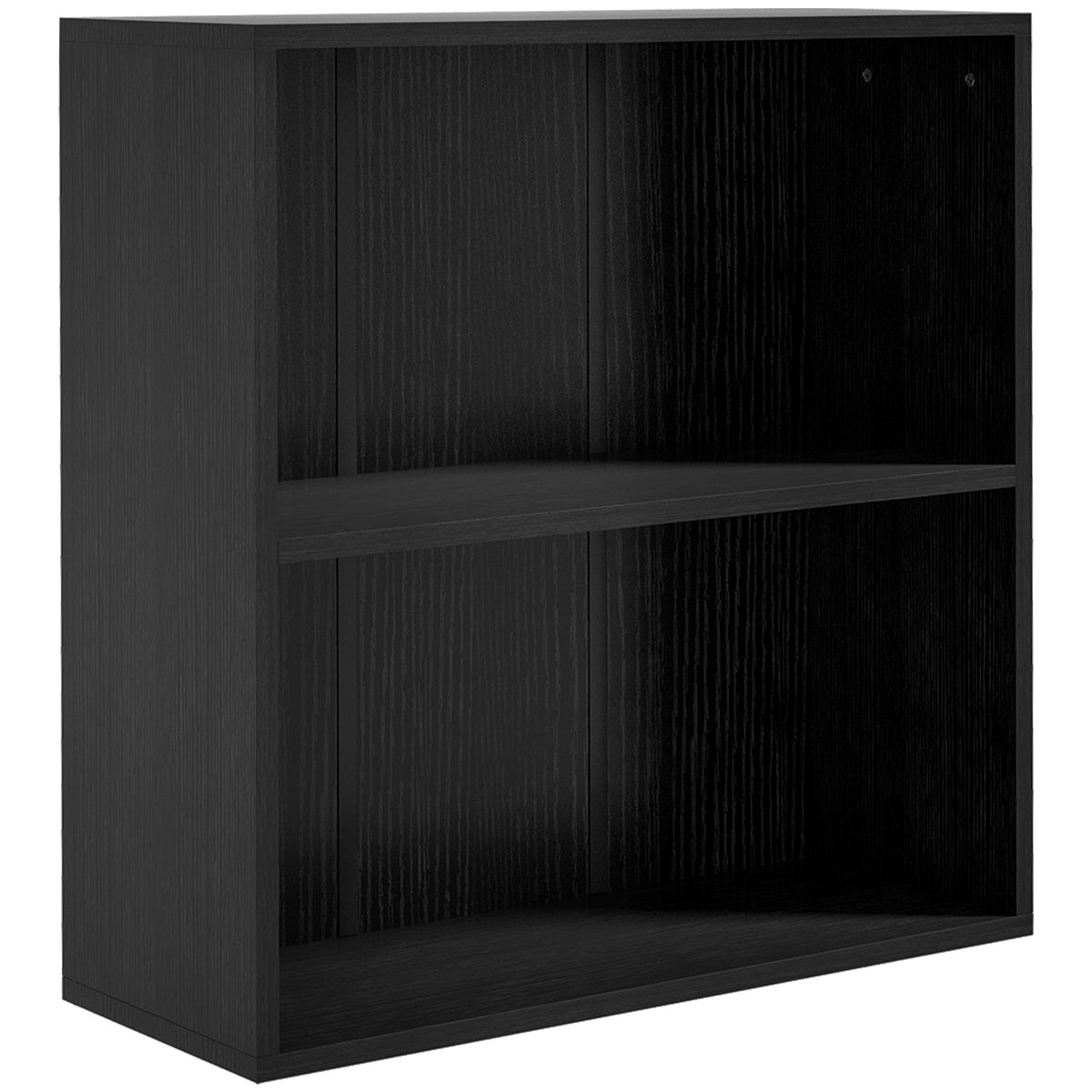 HOMCOM 2 Tier Bookshelf in black with a central adjustable shelf and two open storage compartments
