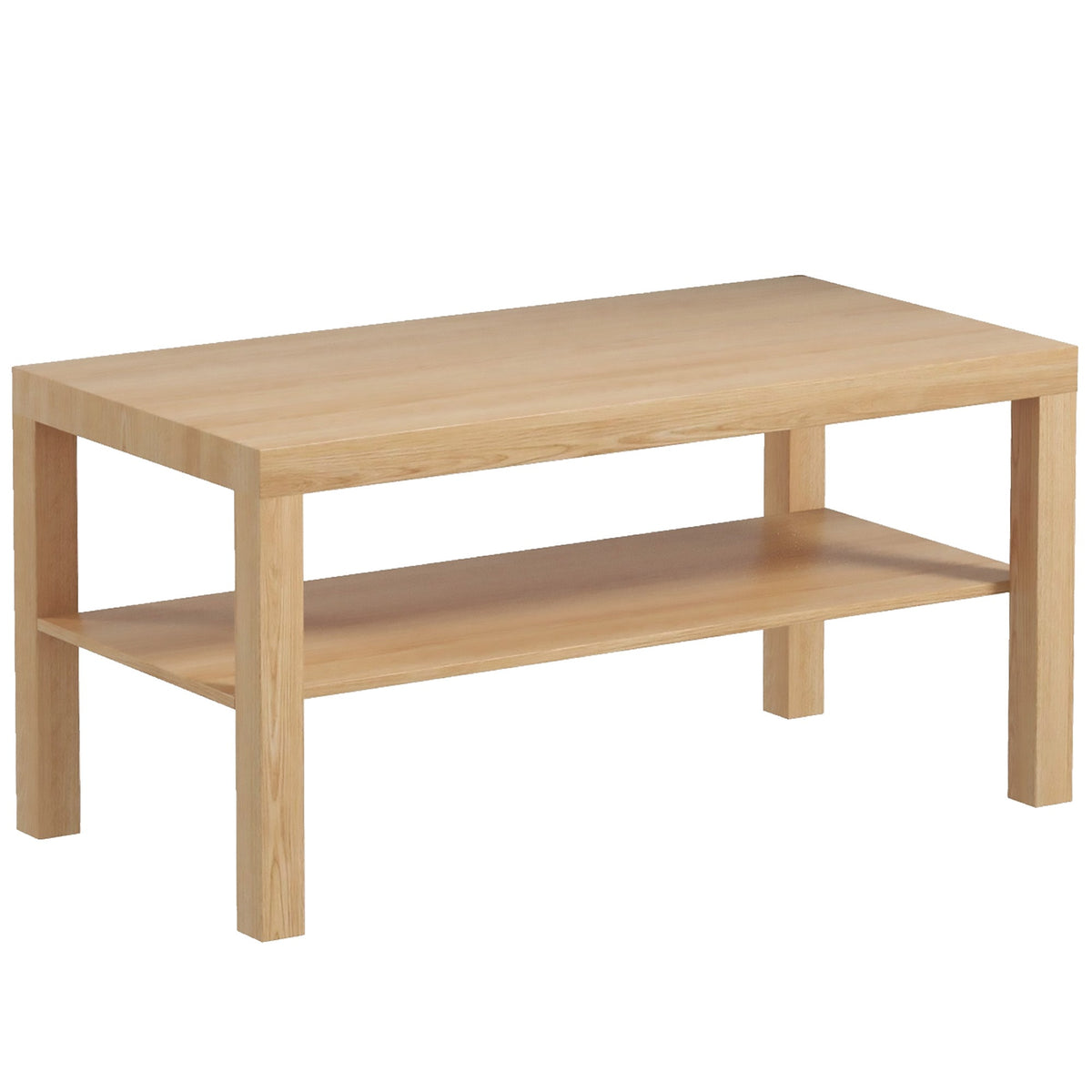 HOMCOM 2-Tier Coffee Table with Storage Shelf, a rectangular wooden table with a lower shelf