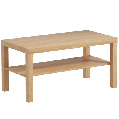 HOMCOM 2-Tier Coffee Table with Storage Shelf, a rectangular wooden table with a lower shelf