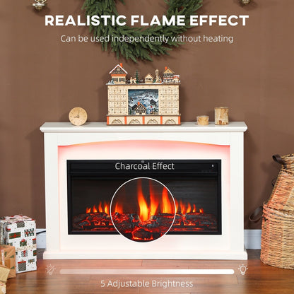Close up of the electric fireplace showing the realistic flame effect and charcoal effect