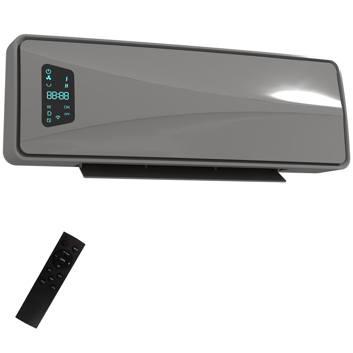 HOMCOM 2000W Ceramic Electric Heater with Fan shown with its remote control on a plain background