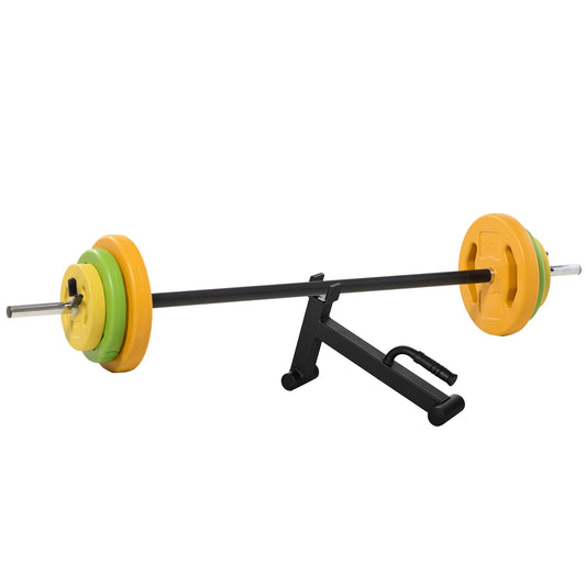 HOMCOM 20kg Adjustable Barbell Weights Set with Barbell Jack resting on a black metal stand