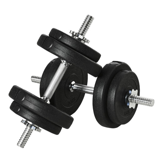 HOMCOM 20KG Adjustable Weights Dumbbells Set with black plates and silver metal bars