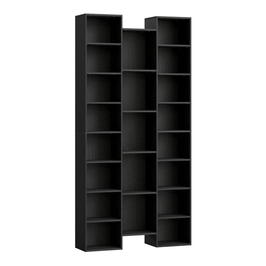 HOMCOM 21-Compartment Bookshelf in black with a tall multi-shelf design