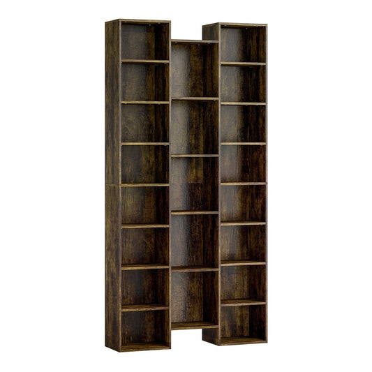 HOMCOM 21-Compartment Bookshelf in brown with a tall frame and multiple open storage sections