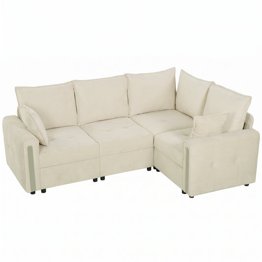 HOMCOM 228cm L Shaped Sofa with Lift-Up Storage in Beige