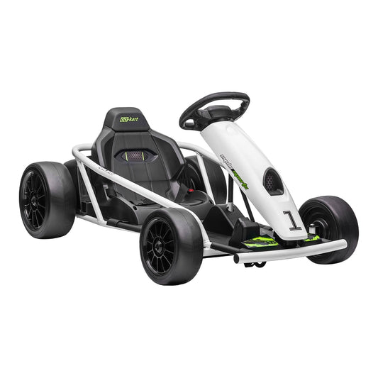 HOMCOM 24V Electric Go Kart for kids, white with black wheels and seat