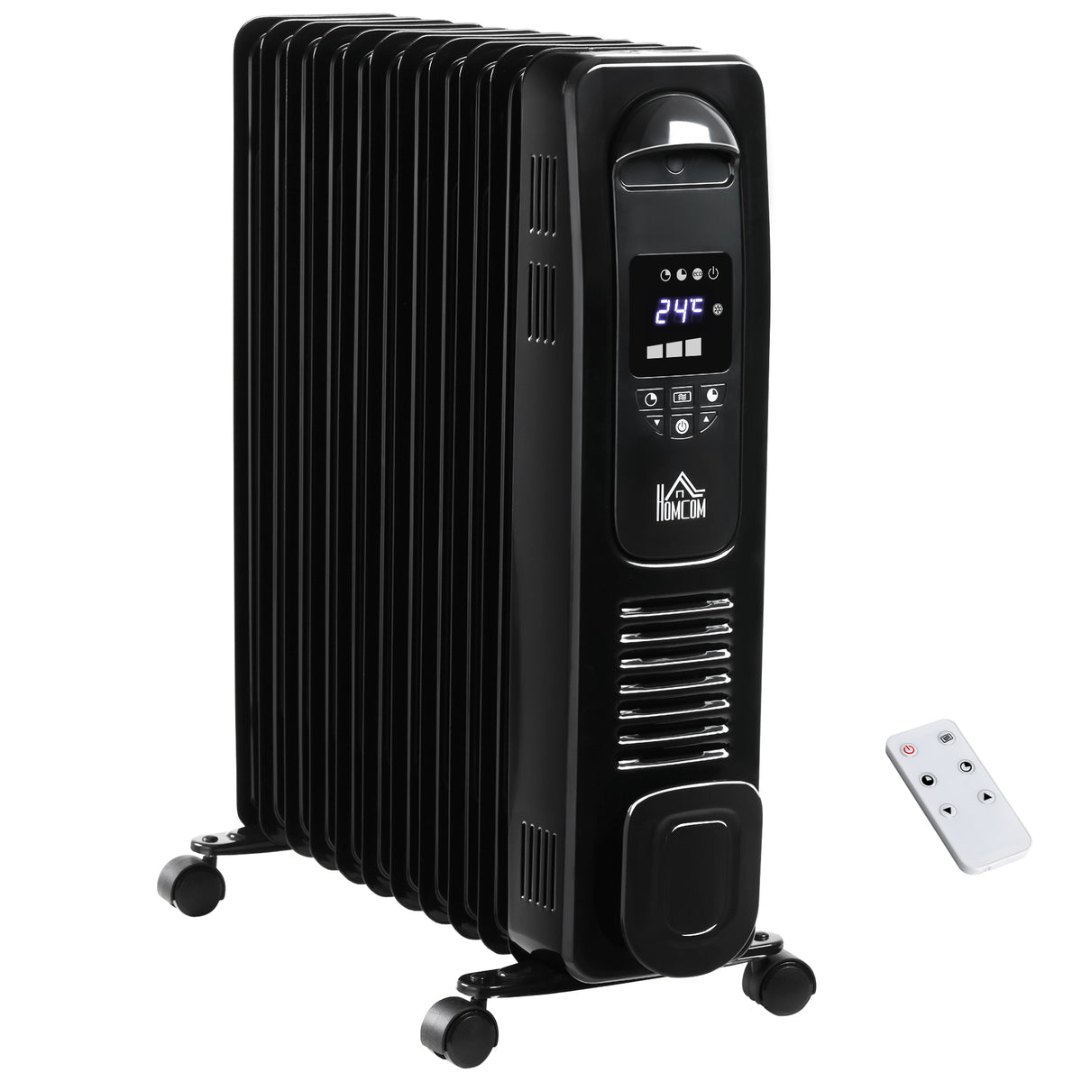 HOMCOM 2500W Digital Display Oil Filled Radiator in Black