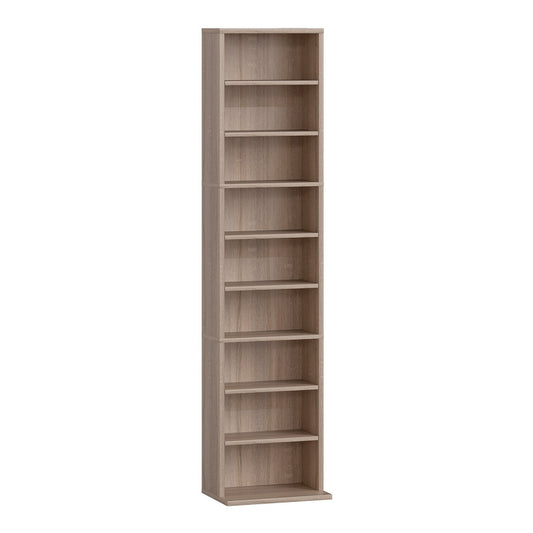 HOMCOM 260 Narrow CD Storage Unit in natural wood finish, a tall and narrow bookcase with shelves