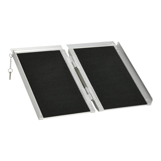 HOMCOM 2ft Aluminium Duo Wheelchair Ramp Pushchair Mobility Assistance folding flat with carry handle