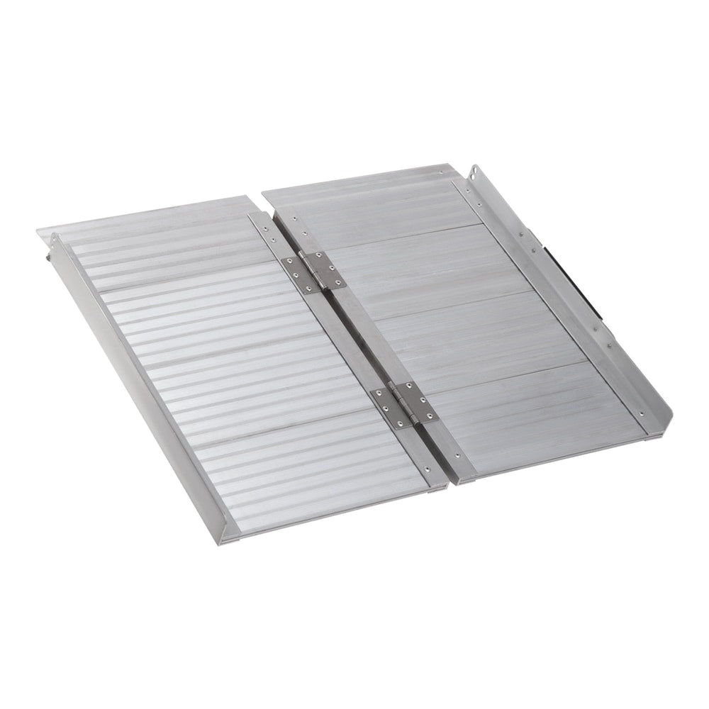 HOMCOM 2ft Folding Aluminum Wheelchair Ramp Scooter unfolded on a plain background