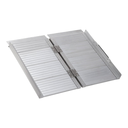 HOMCOM 2ft Folding Aluminum Wheelchair Ramp Scooter unfolded on a plain background