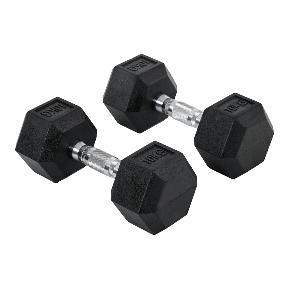 HOMCOM 2x10kg Hex Dumbbells Set shown against a plain white background