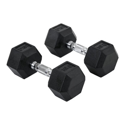 HOMCOM 2x10kg Hex Dumbbells Set shown against a plain white background