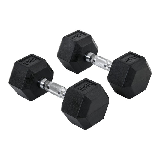 HOMCOM 2x10kg Hex Dumbbells Set shown against a plain white background