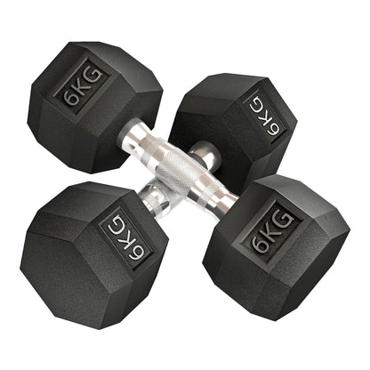 HOMCOM 2x6kg Hex Dumbbells Set featuring two black weights with textured metal handles