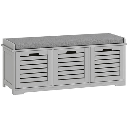 HOMCOM 3-Drawer Shoe Storage Bench in Grey