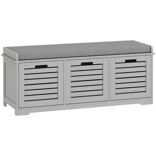 HOMCOM 3-Drawer Shoe Storage Bench in Grey