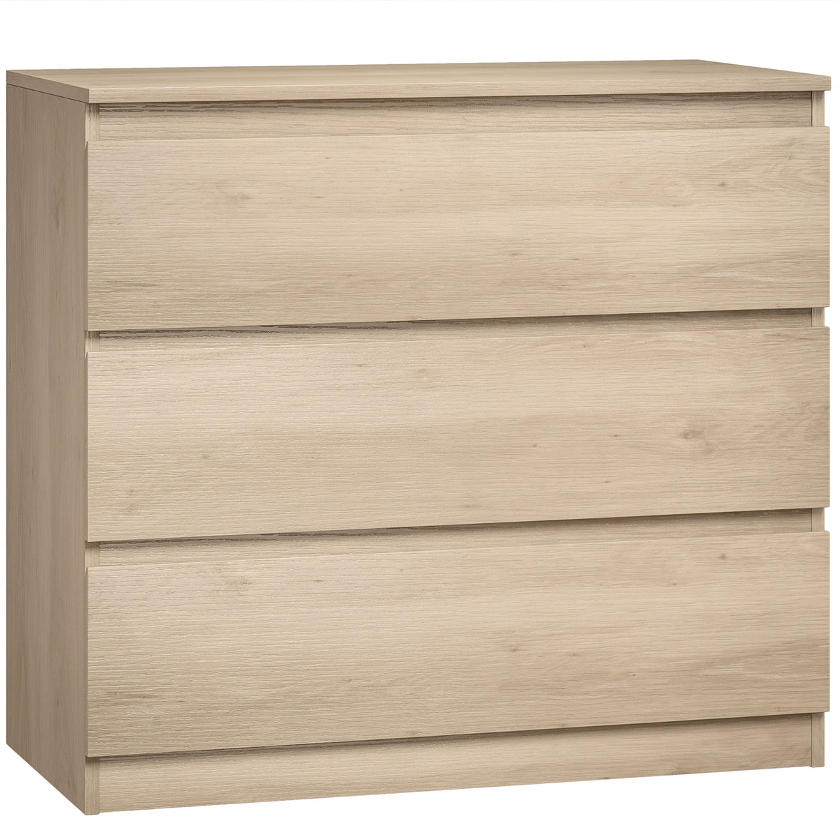 HOMCOM 3-Drawer Storage Organiser Unit in a light oak finish with three closed drawers