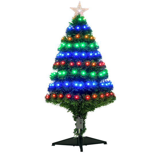 HOMCOM 3 Feet Prelit Artificial Christmas Tree in Green